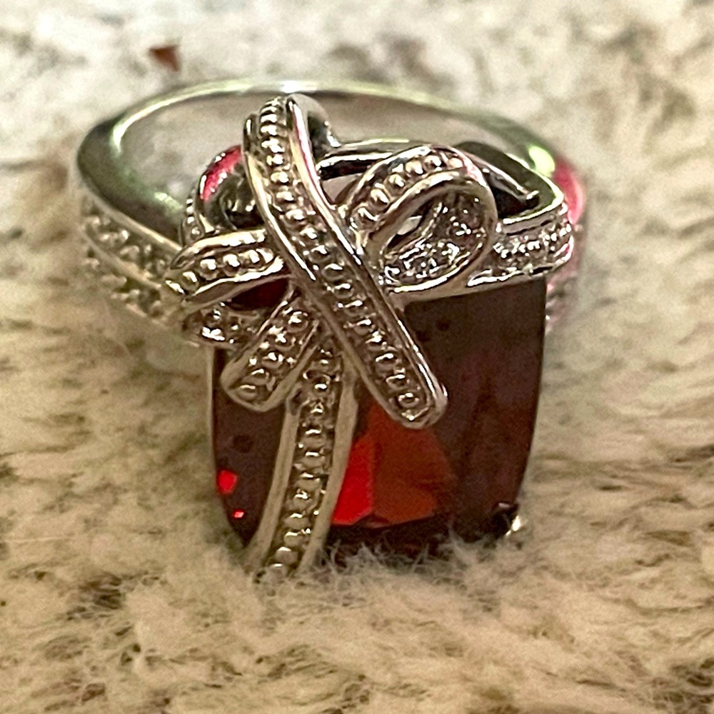 Faux Ruby and Crystal Ring